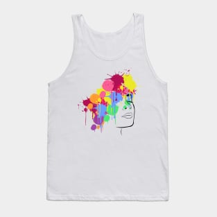 Colorful women face drippy hoodies drip merch design Tank Top